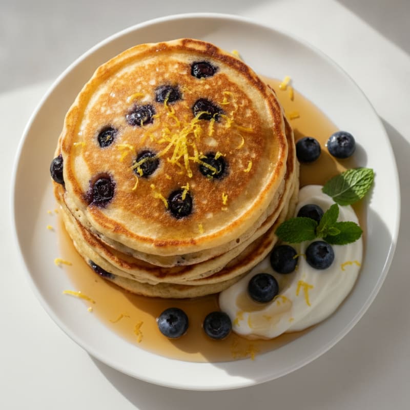 Blueberry Ricotta Pancakes with Lemon Zest