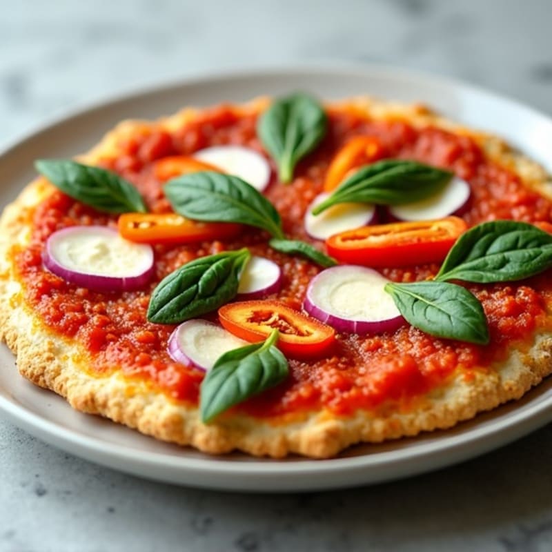 Crispy Cauliflower Crust Pizza with Fresh Vegetables and Lean Turkey