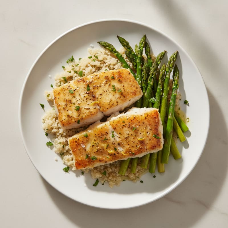 Lemon Herb Baked Cod with Asparagus