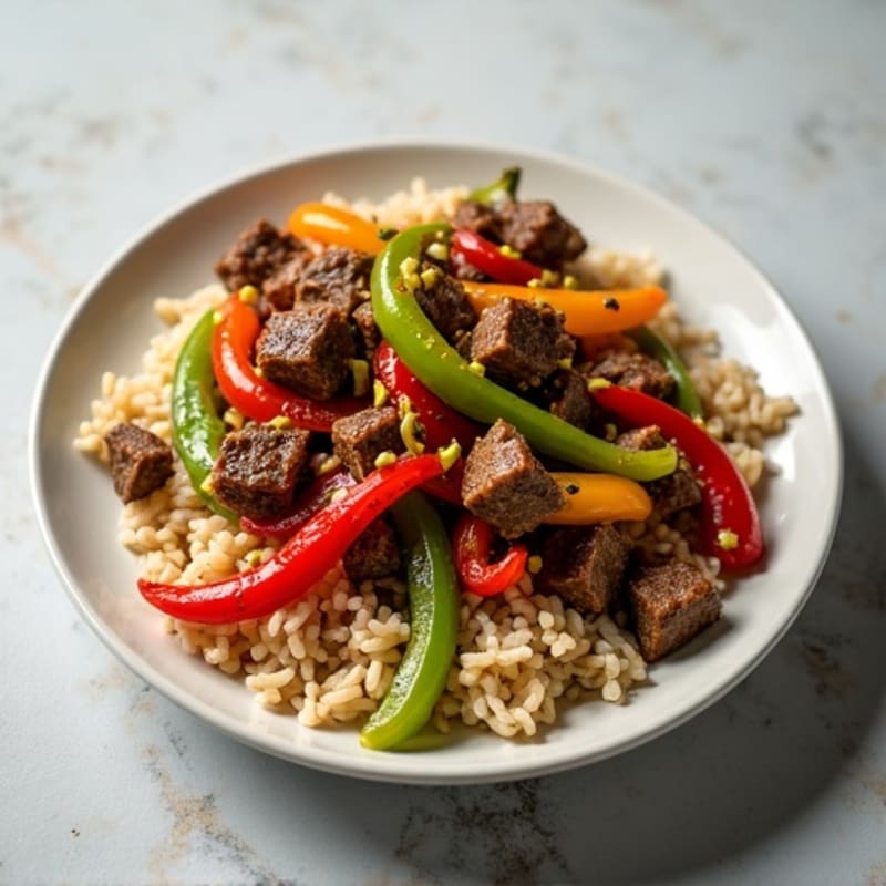 Lean Beef Stir-Fry with Bell Peppers and Brown Rice
