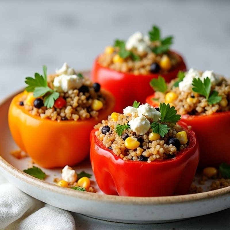 Roasted Zesty Quinoa Stuffed Bell Peppers