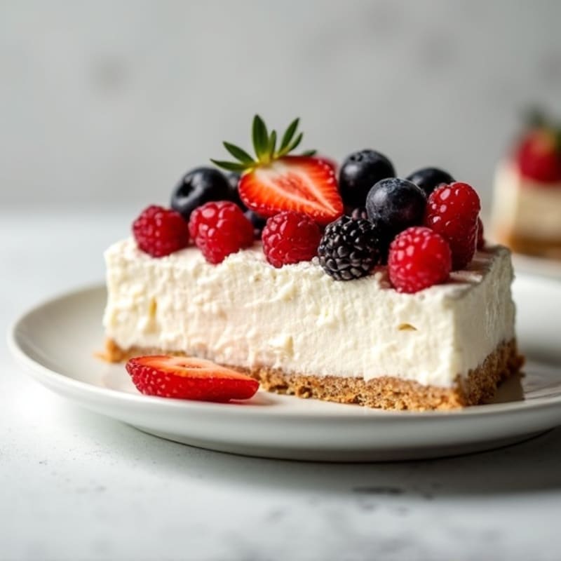 Greek Yogurt Protein Cheesecake with Fresh Berries
