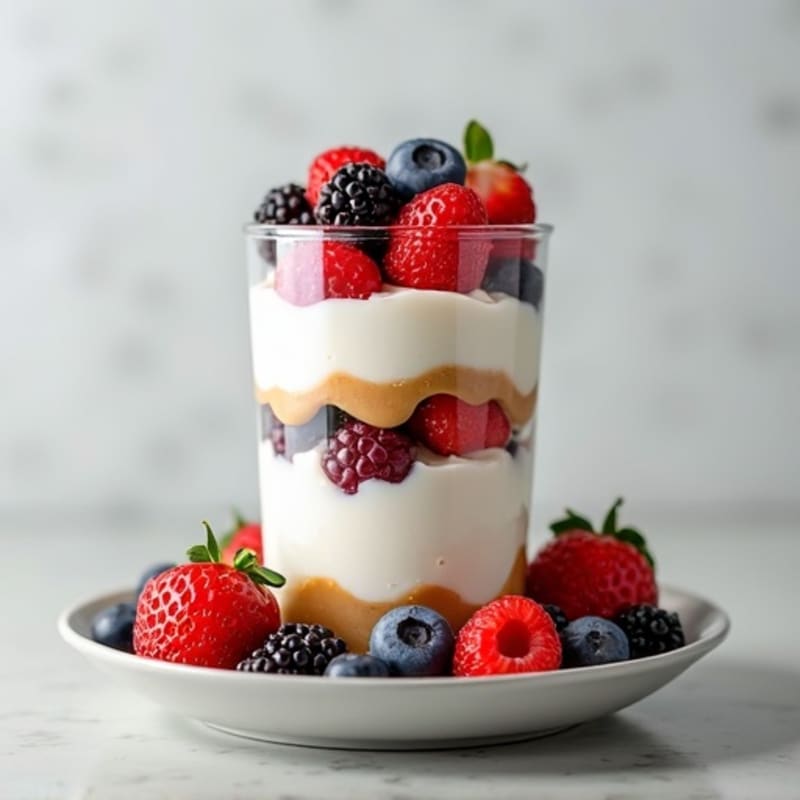 Greek Yogurt Protein Parfait with Mixed Berries and Almond Butter