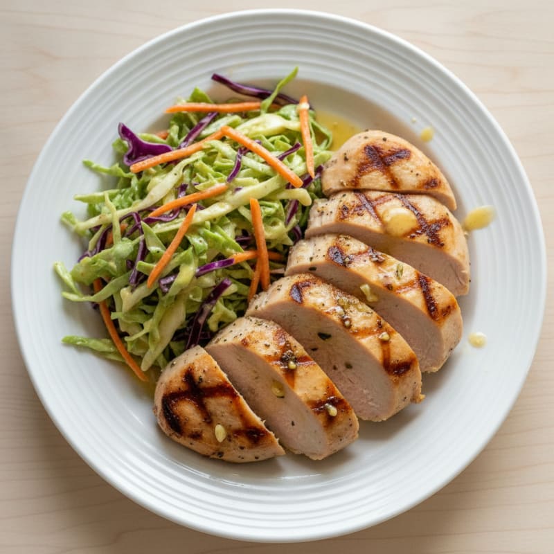 Grilled Turkey Breast with Crunchy Cabbage Slaw