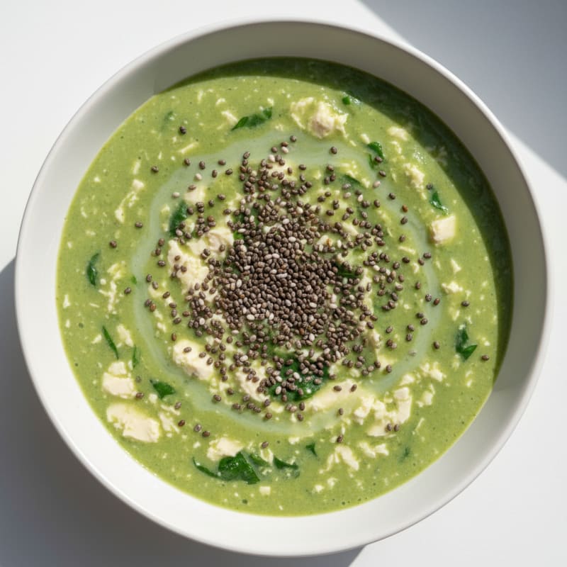Silken Tofu Protein Smoothie with Chia Seeds and Spinach