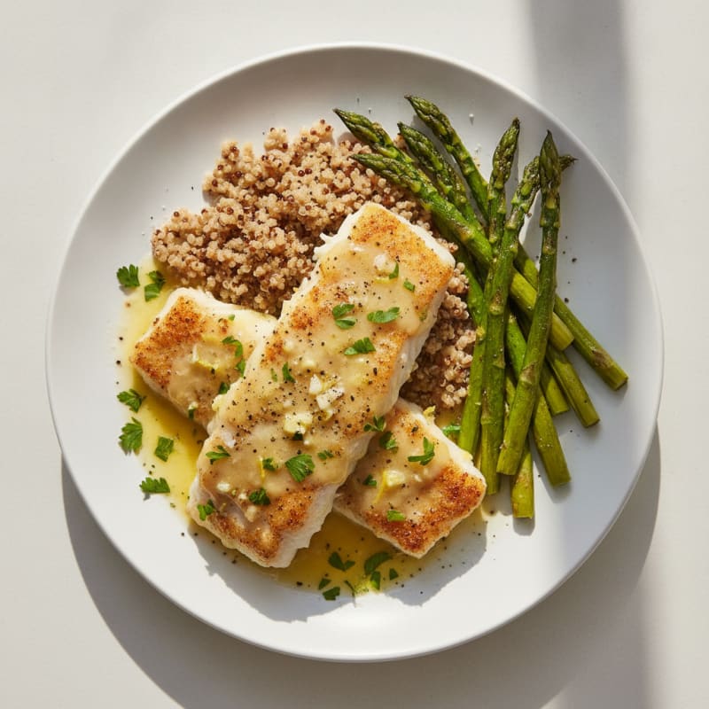 Baked Alaskan Cod with Lemon-Herb Sauce