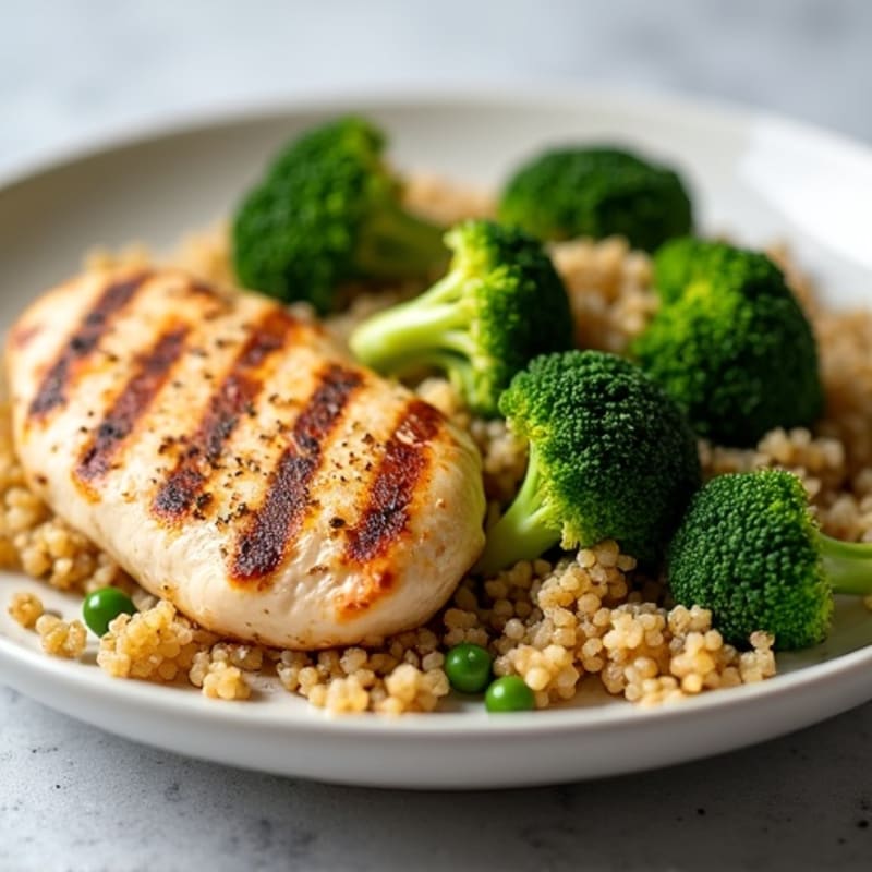 Grilled Chicken Breast with Roasted Broccoli and Quinoa