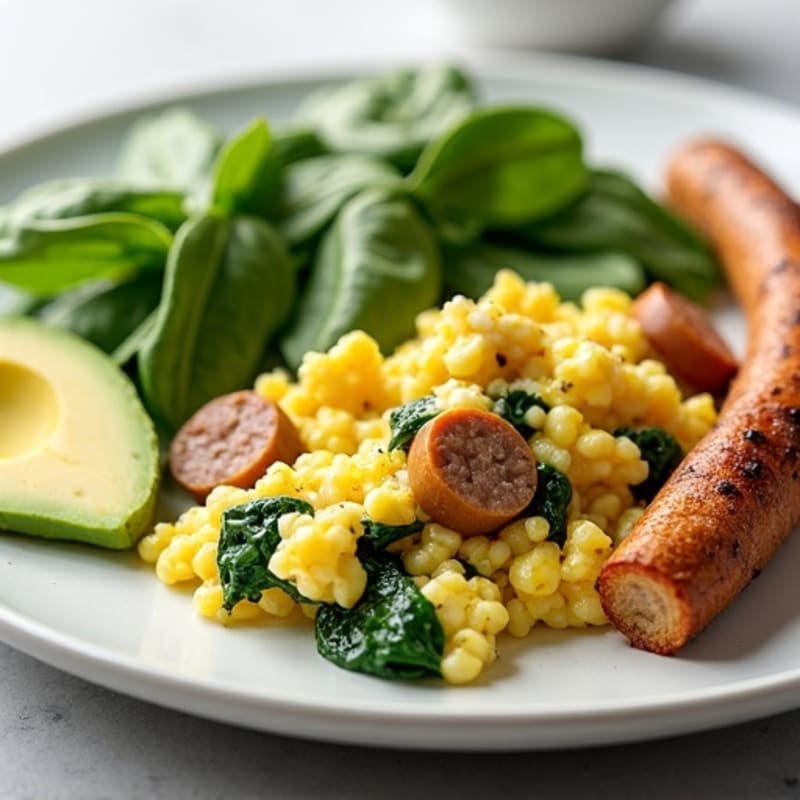 Egg White Scramble with Spinach and Turkey Sausage