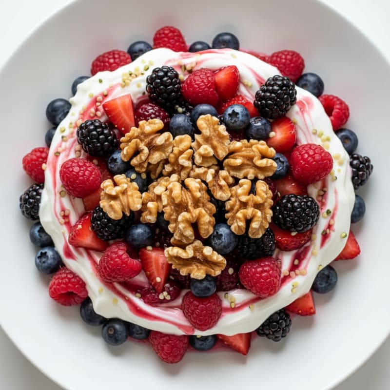 Greek Yogurt Protein Parfait with Mixed Berries