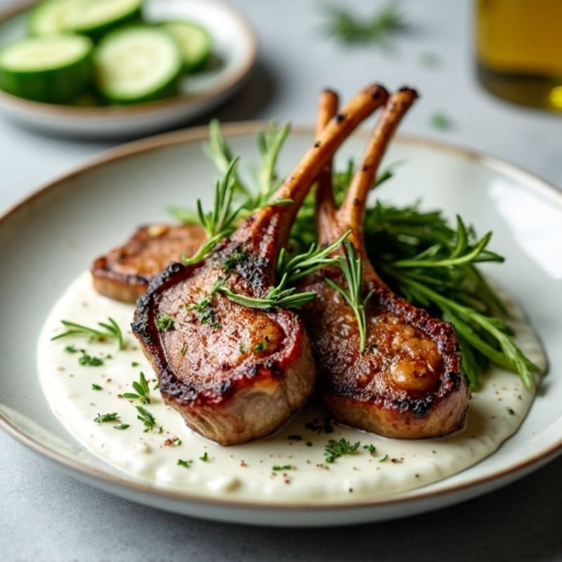 Rosemary-Garlic Grilled Lamb Chops with Tzatziki
