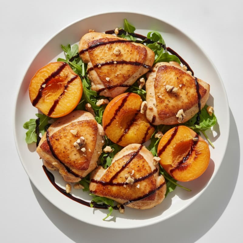 Pan-Seared Chicken Thighs with Roasted Peaches