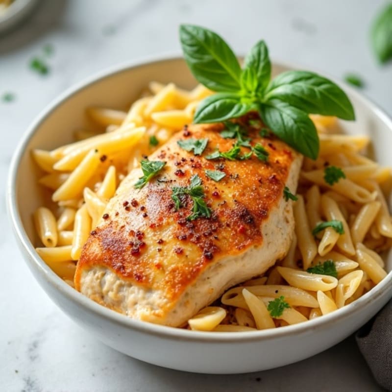 Healthy Creamy Spicy Herb Chicken Pasta