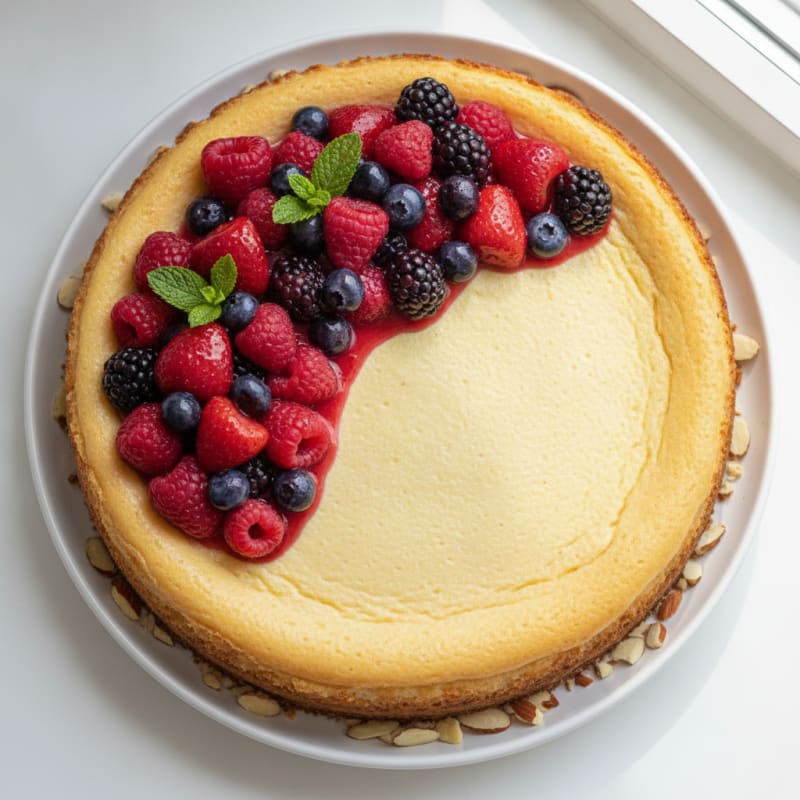 Silky Protein Cheesecake with Mixed Berries