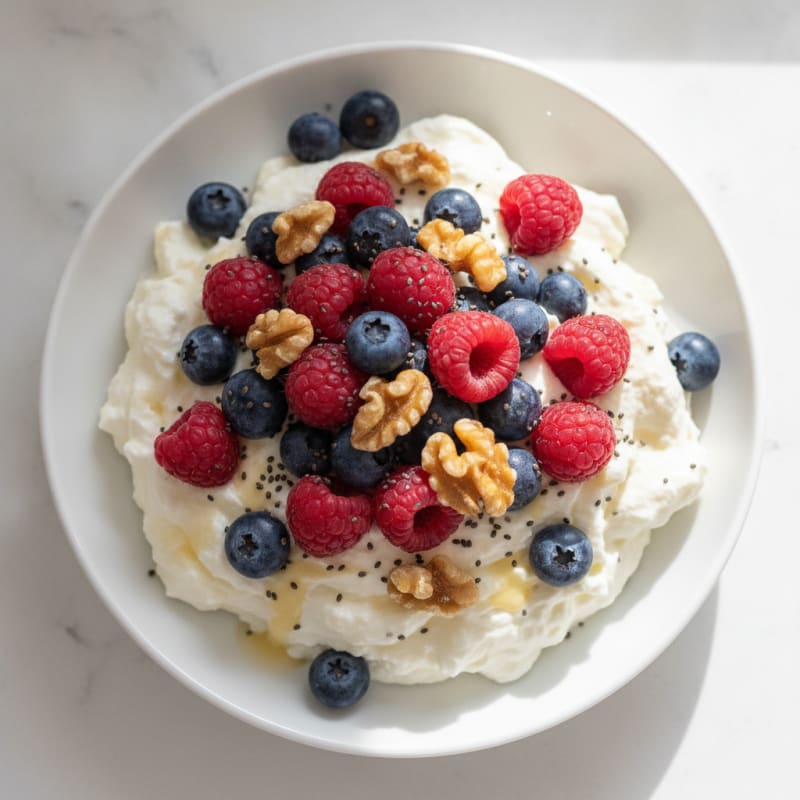Greek Yogurt Protein Mousse with Fresh Berries
