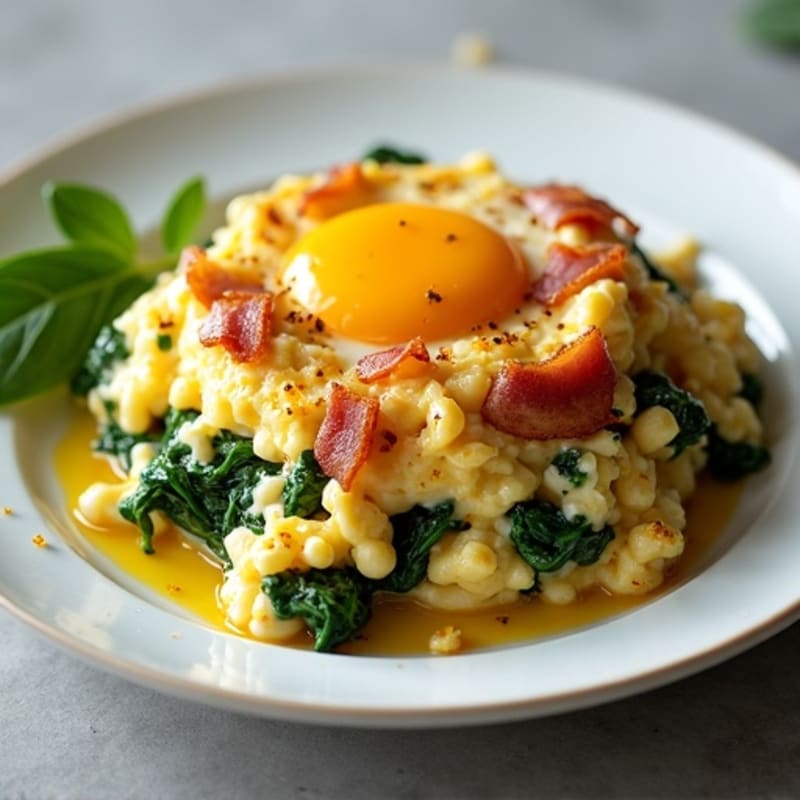 Cottage Cheese and Egg Scramble with Spinach and Turkey Bacon