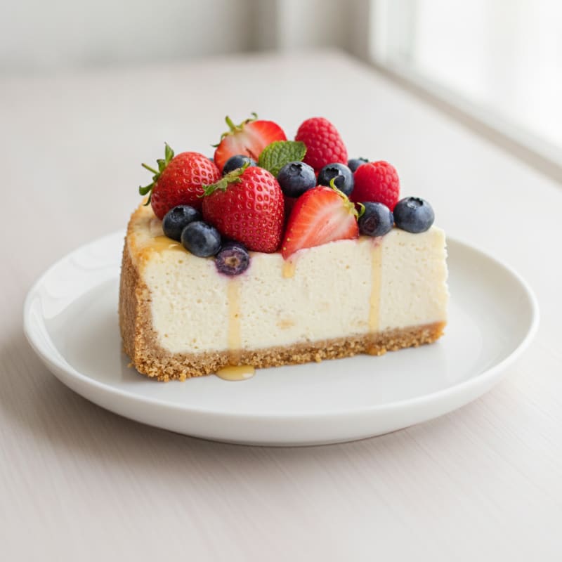 Greek Yogurt Protein Cheesecake with Fresh Berries