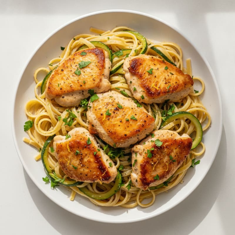 Lemon-Herb Chicken Thighs with Linguine