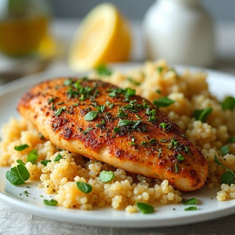 Herb-Crusted Chicken with Lemon Garlic Quinoa
