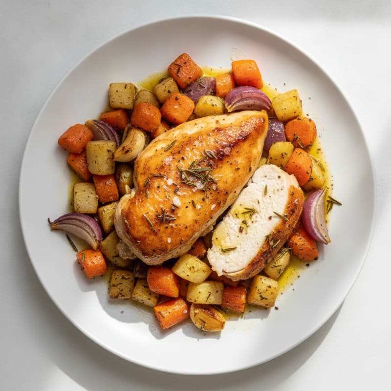 Garlic Herb Roasted Chicken with Root Vegetables