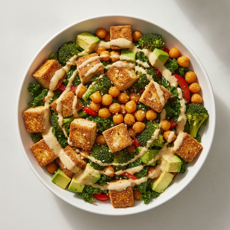 Roasted Vegetable Buddha Bowl with Tahini Dressing