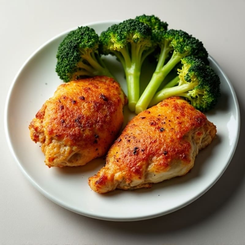 Crispy Baked Chicken Thighs with Roasted Broccoli