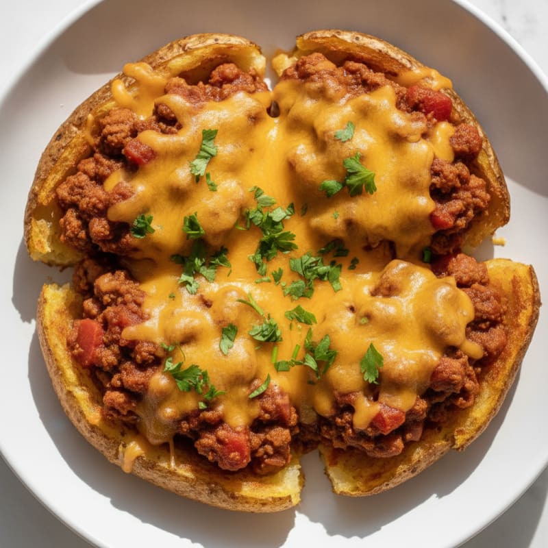 Loaded Chili Cheese Potato Skins