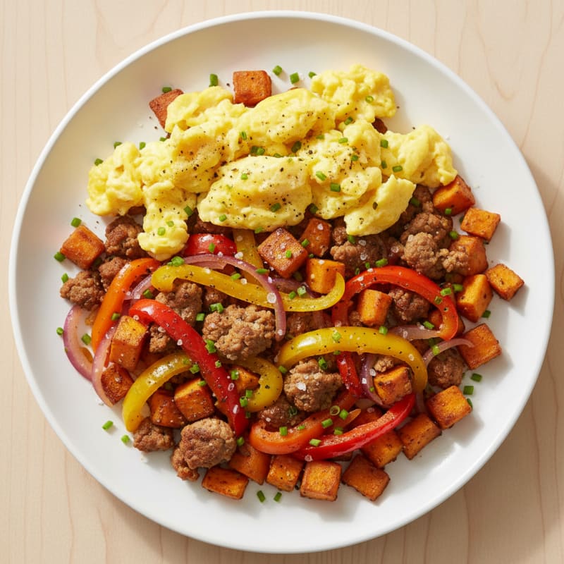 Hearty Breakfast Hash with Scrambled Eggs