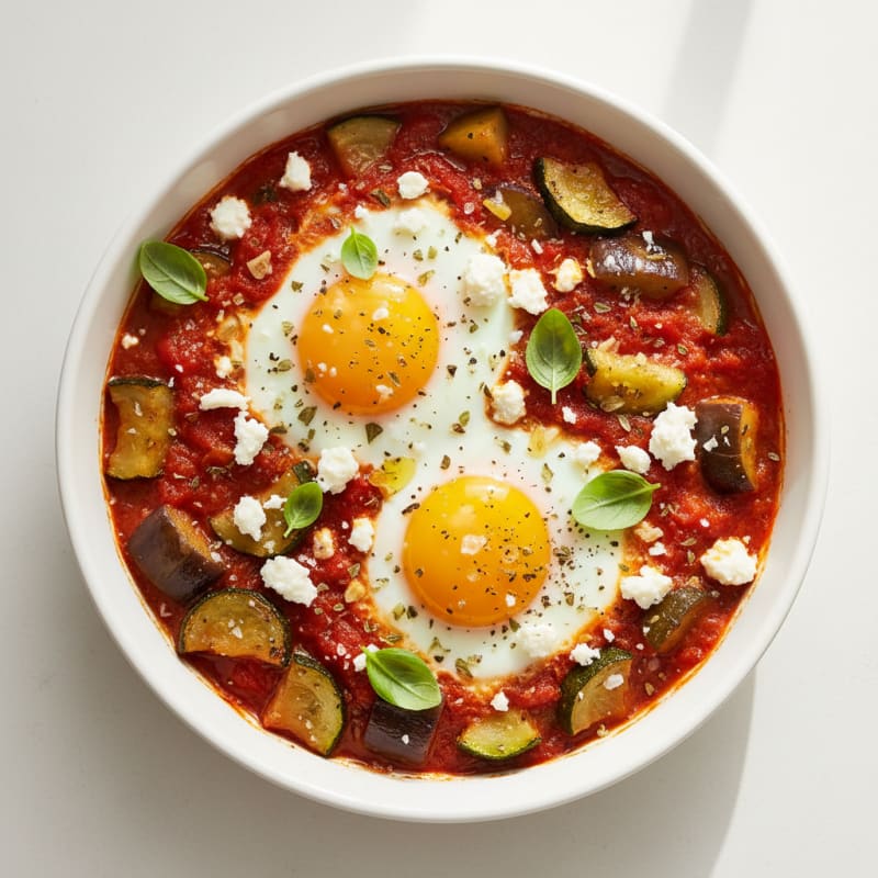 Baked Eggs with Roasted Garden Vegetables
