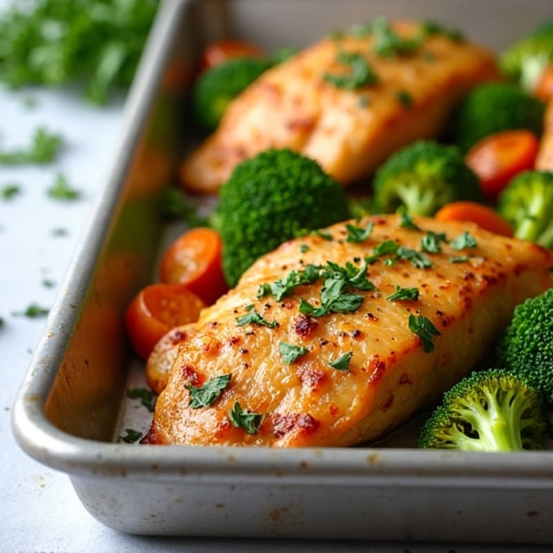 Sheet Pan Lemon Herb Chicken with Roasted Broccoli and Sweet Potatoes