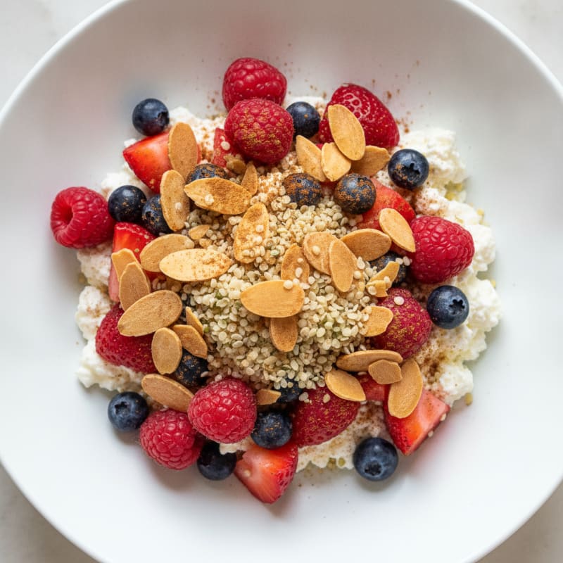 Cottage Cheese and Berry Protein Bowl with Almonds