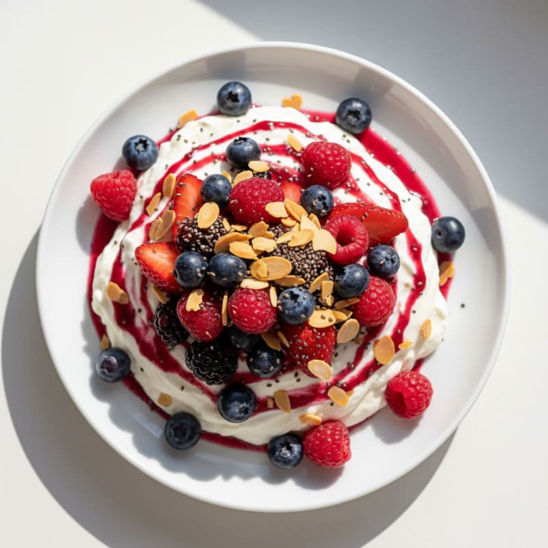 Greek Yogurt Protein Mousse with Mixed Berries