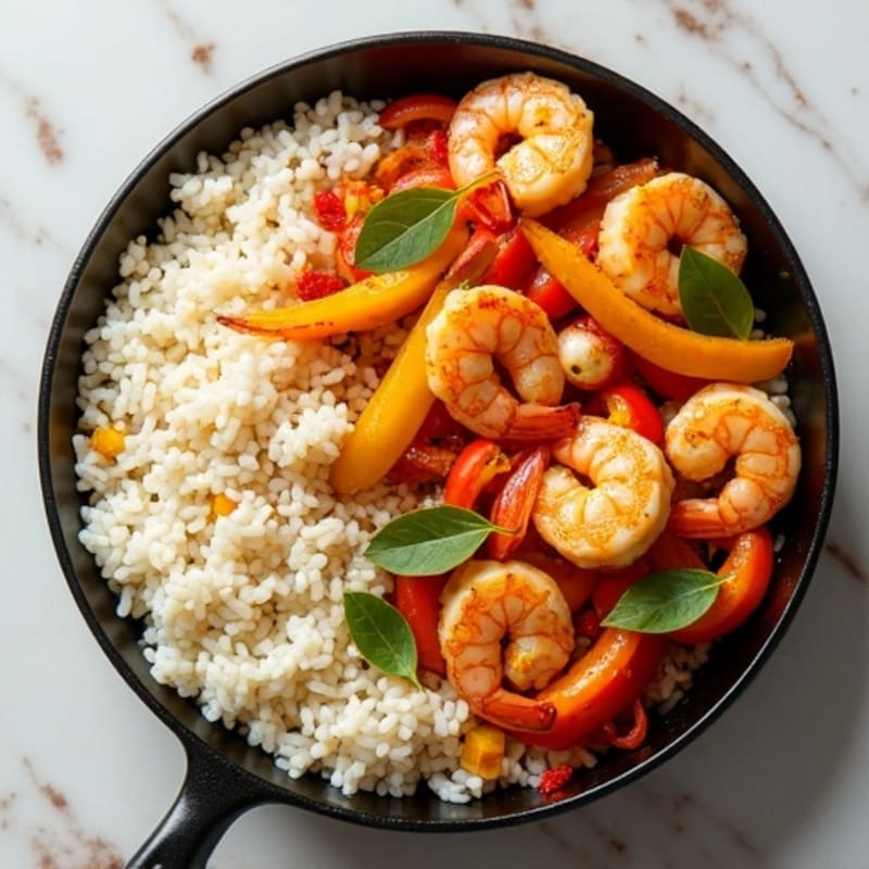 Saffron-Spiced Shrimp and Seafood Rice Skillet