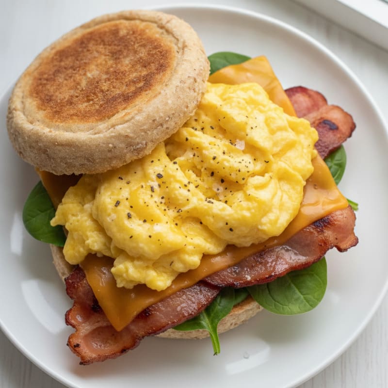 Fluffy Egg and Cheddar Breakfast Sandwich