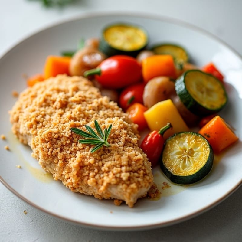 Crispy Baked Buttermilk Chicken with Roasted Vegetables