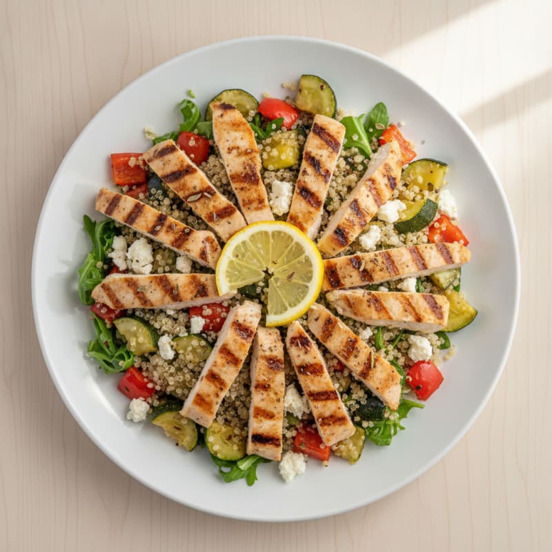 Grilled Chicken and Quinoa Salad with Roasted Vegetables