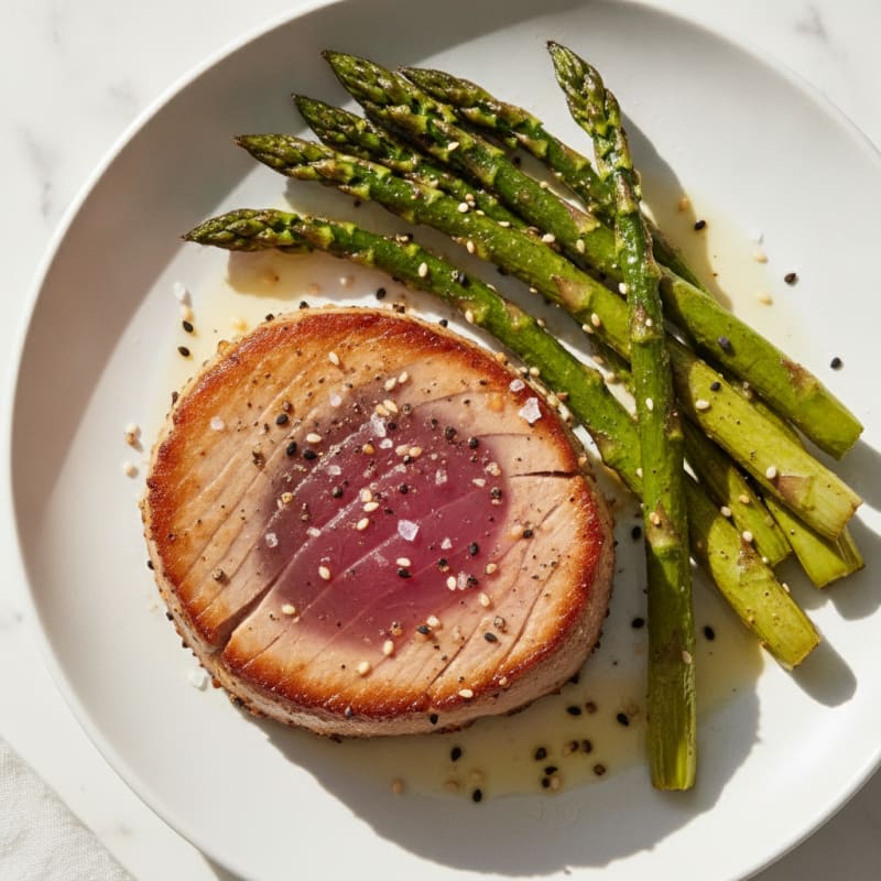 Seared Tuna Steak with Roasted Asparagus