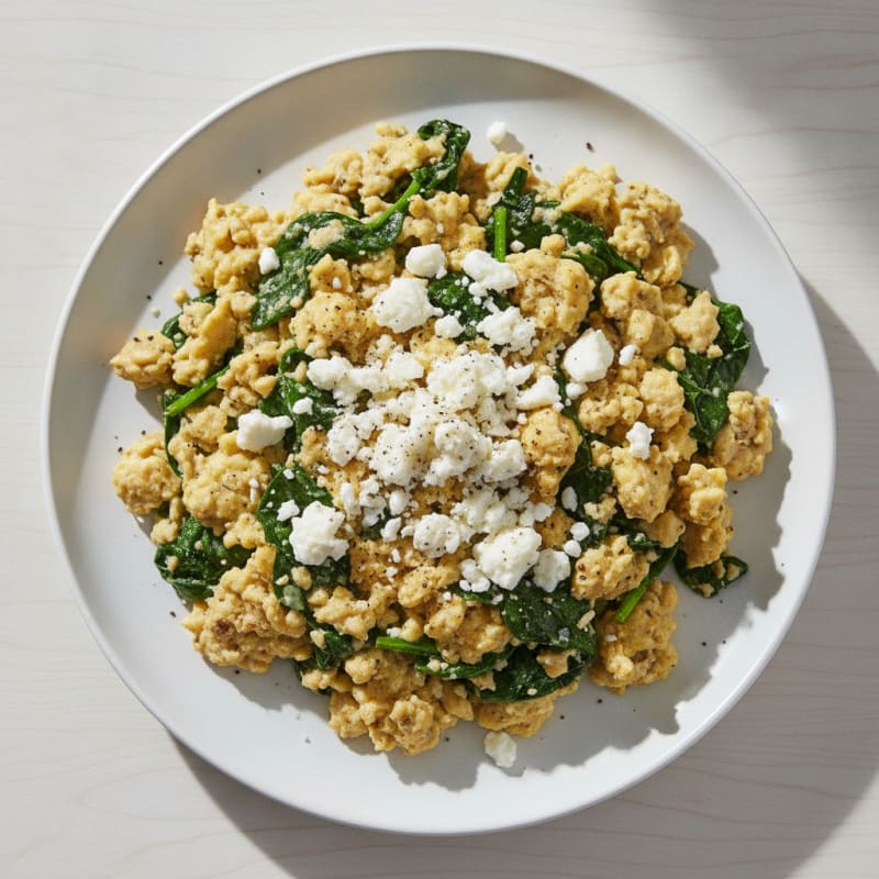 High-Protein Spinach and Feta Scramble
