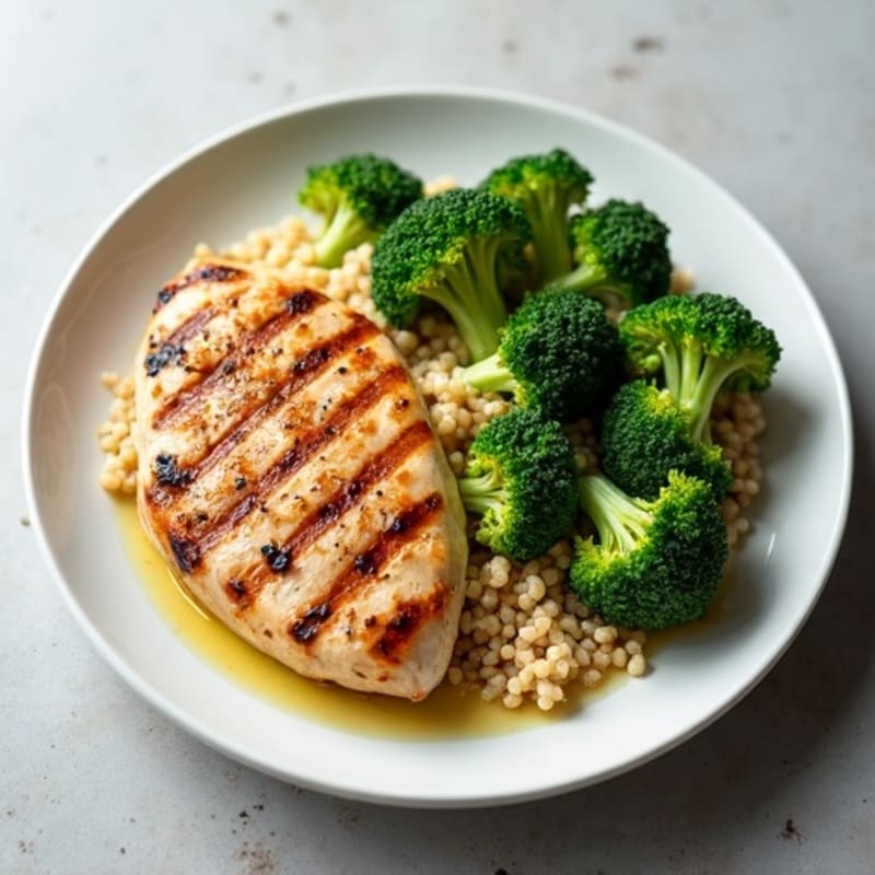 Grilled Chicken Breast with Quinoa and Steamed Broccoli
