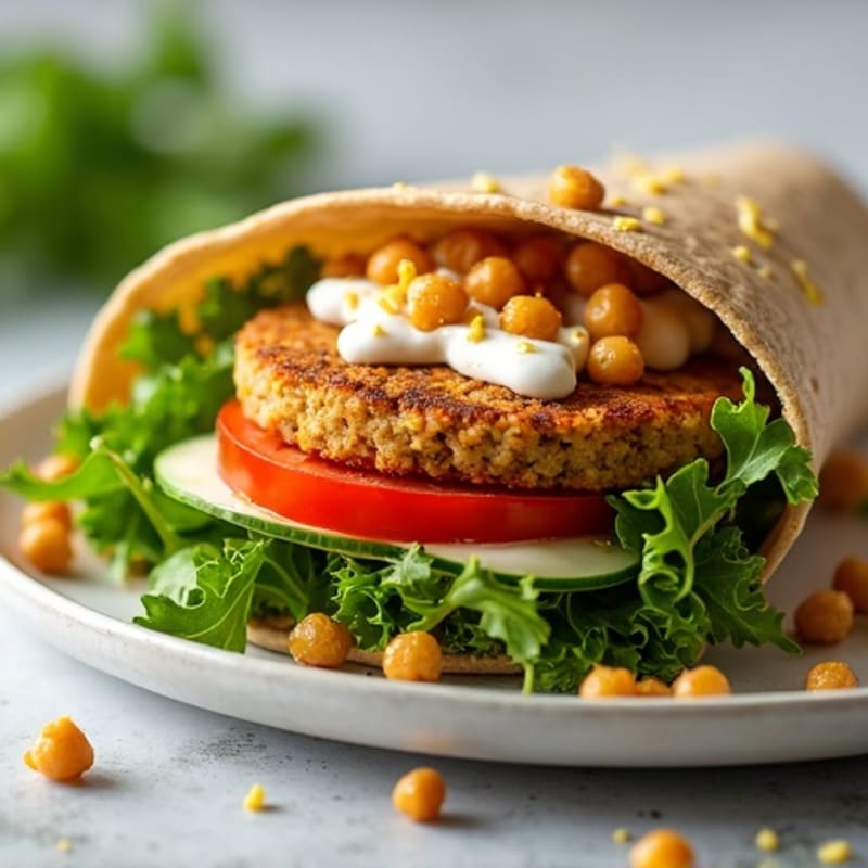 Crispy Veggie Burger Wrap with Fresh Greens