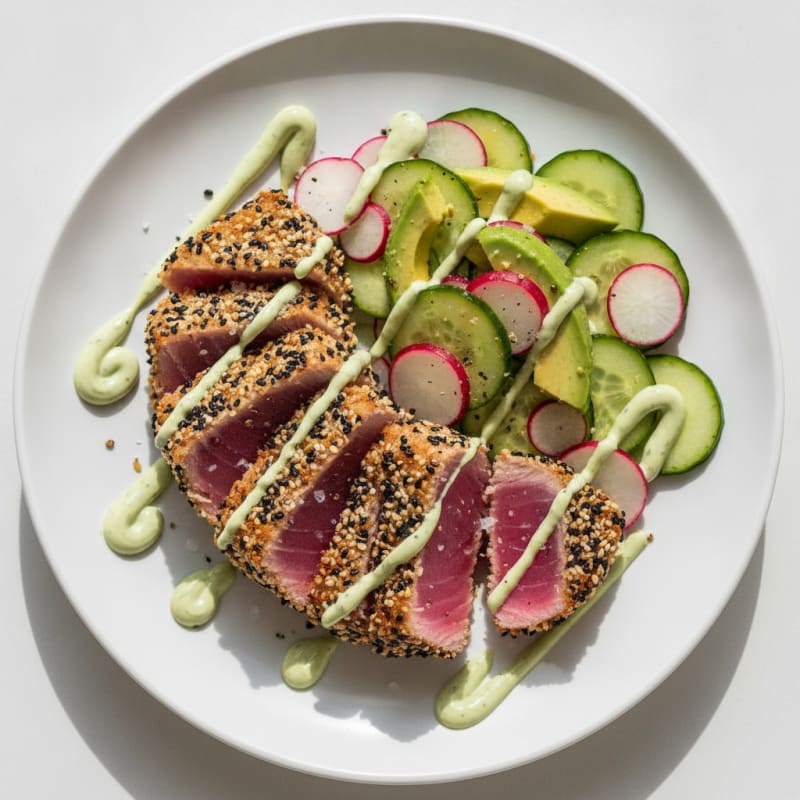 Pan-Seared Ahi Tuna with Wasabi Mayo