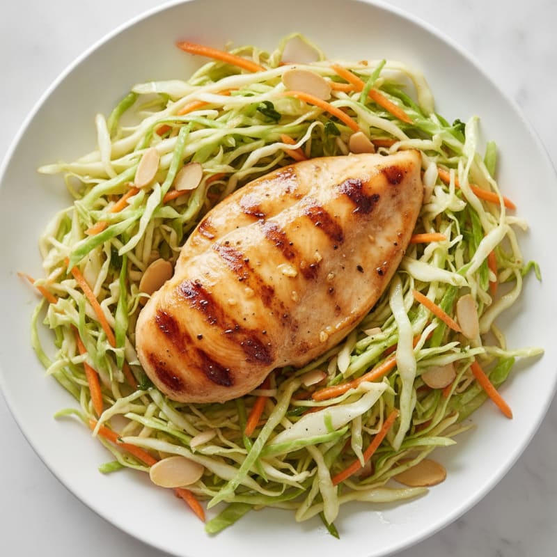 Grilled Chicken Breast with Crunchy Cabbage Slaw