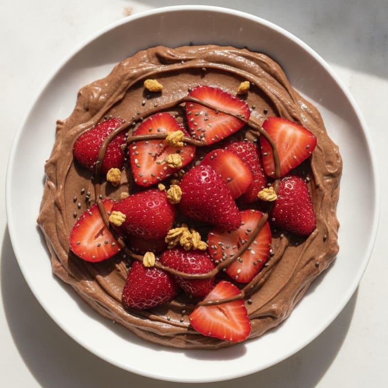 Silky Chocolate Protein Pudding with Fresh Strawberries