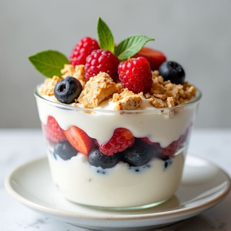Greek Yogurt Parfait with Chopped Chicken and Berries