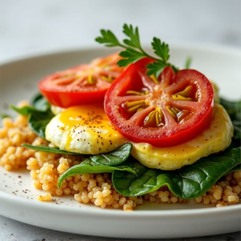 Crispy Turkey Bacon Egg White Scramble with Spinach and Tomato
