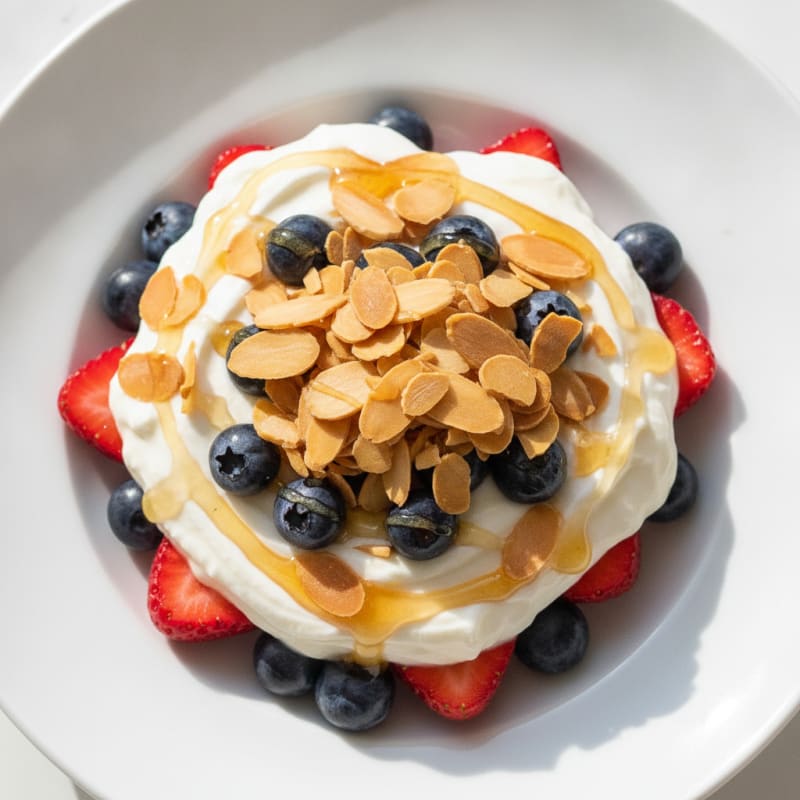 Greek Yogurt Parfait with Mixed Berries and Almonds