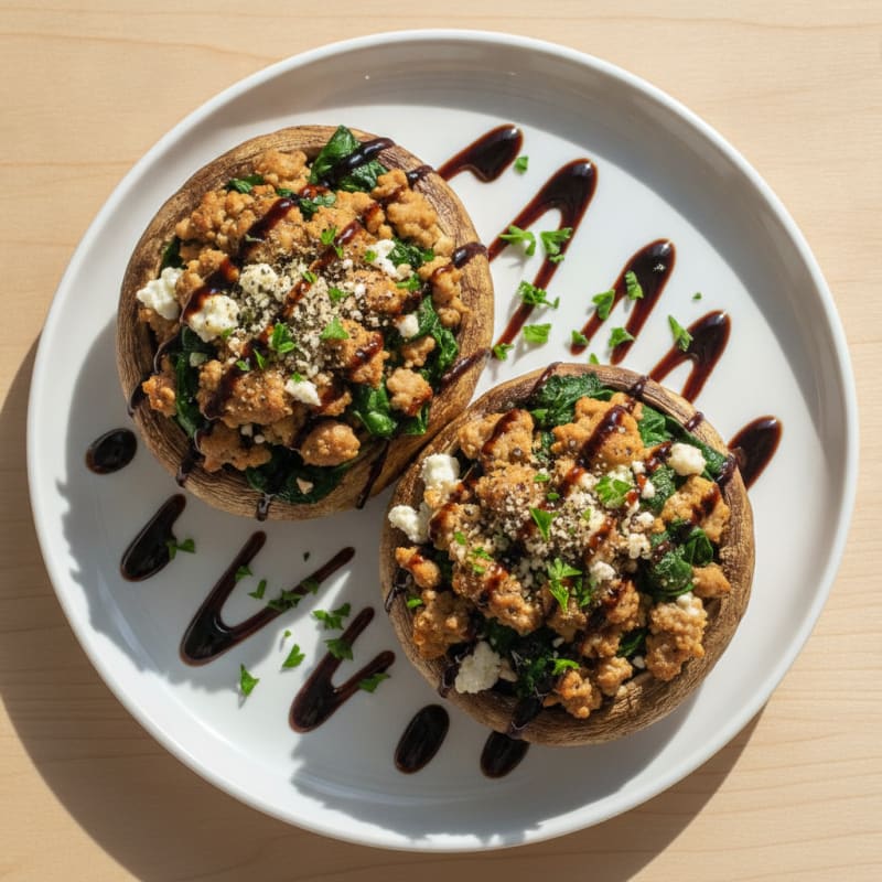 Herb-Stuffed Portobello Mushrooms with Balsamic Glaze