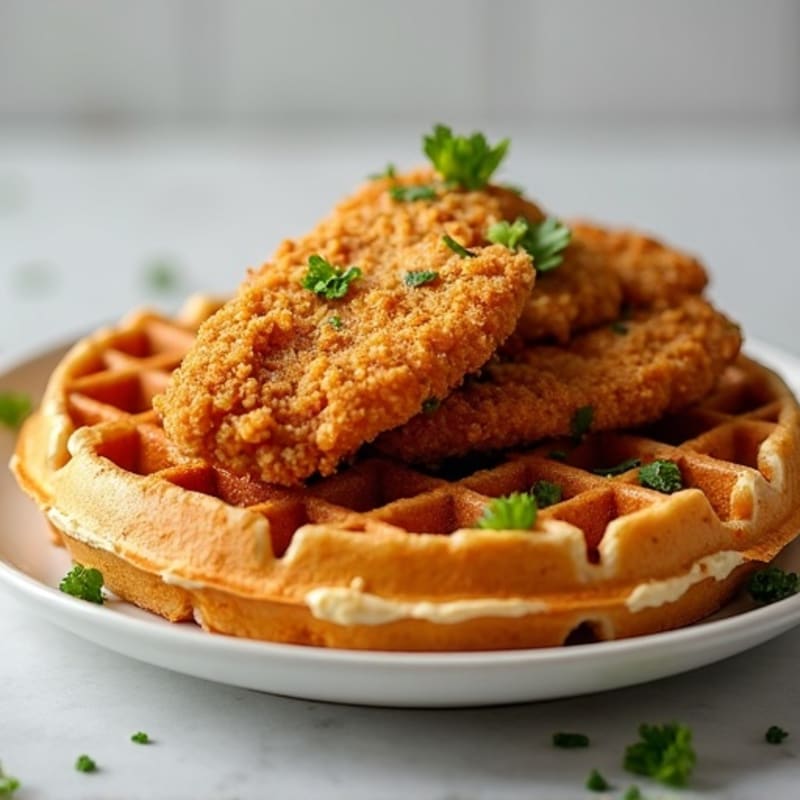 Healthy Crispy Chicken and Whole Grain Waffles