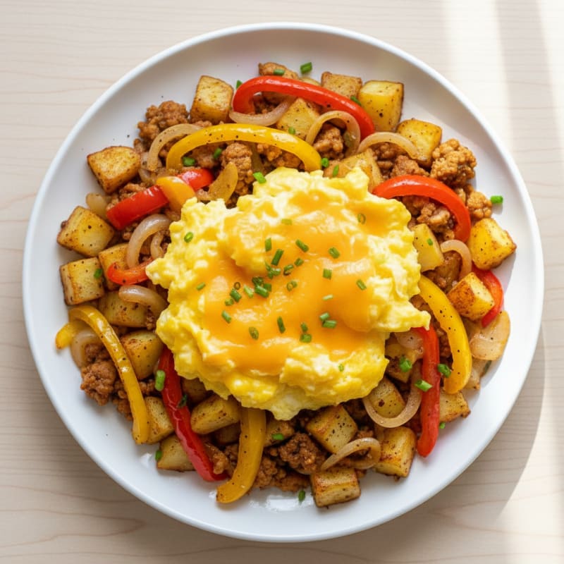 Cheesy Egg and Potato Hash