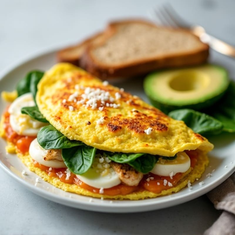 Egg White Omelette with Grilled Chicken and Spinach