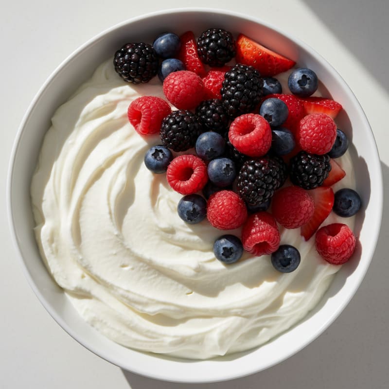 Silky Vanilla Protein Yogurt with Mixed Berries